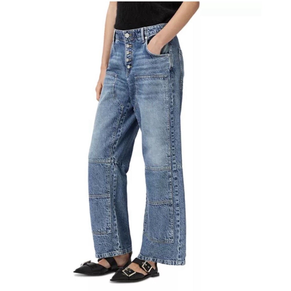 All Saints NWT Tay Mid Rise Blue Denim Carpenter‎ Vintage Indigo Jeans Sz 24